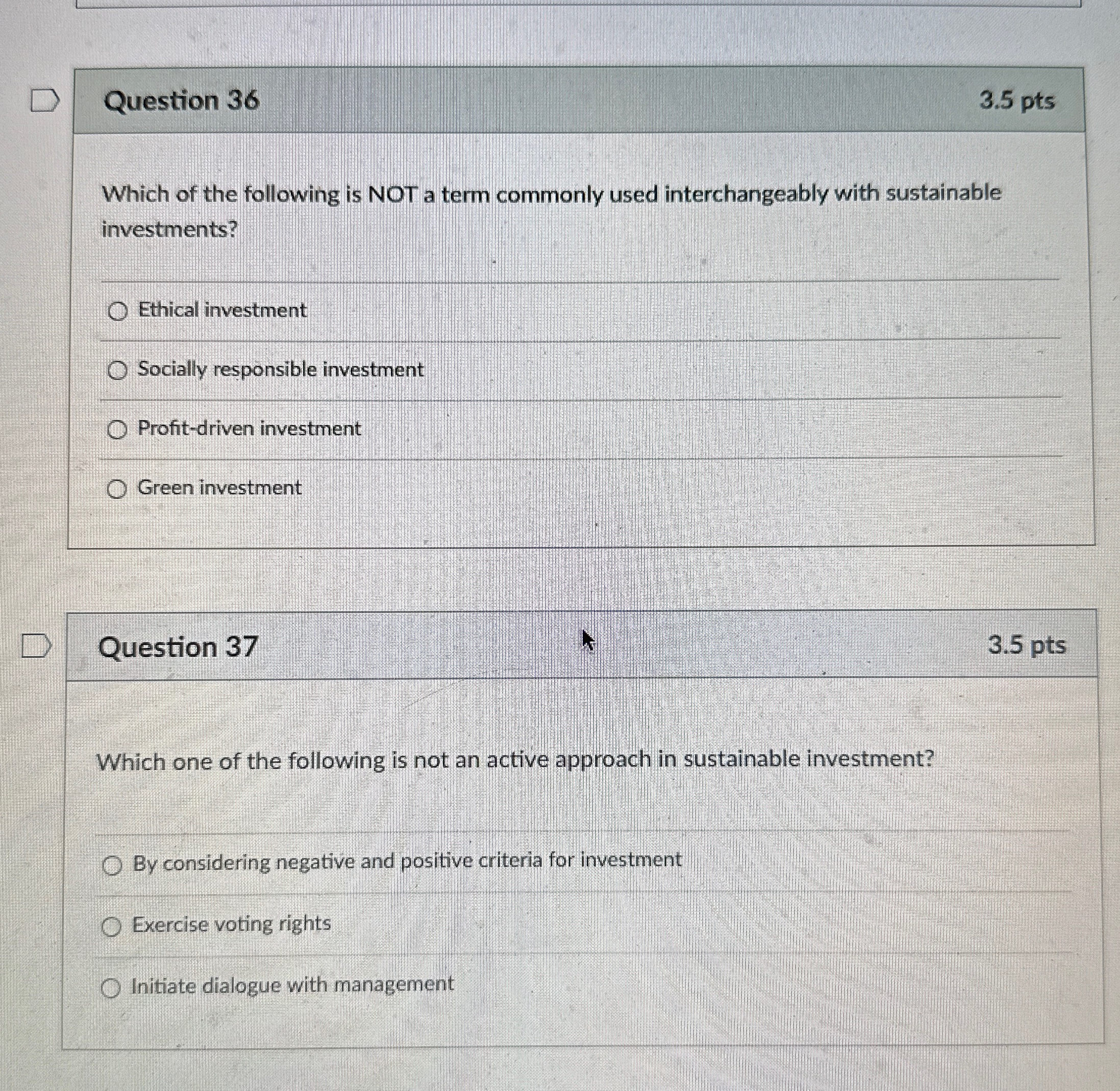  Question 36 3.5pts Which of the following is NOT a term