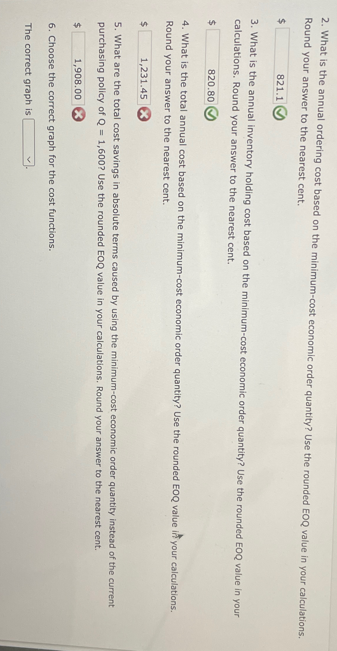  What is the annual ordering cost based on the minimum-cost economic