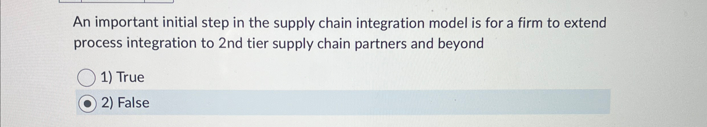  An important initial step in the supply chain integration model is