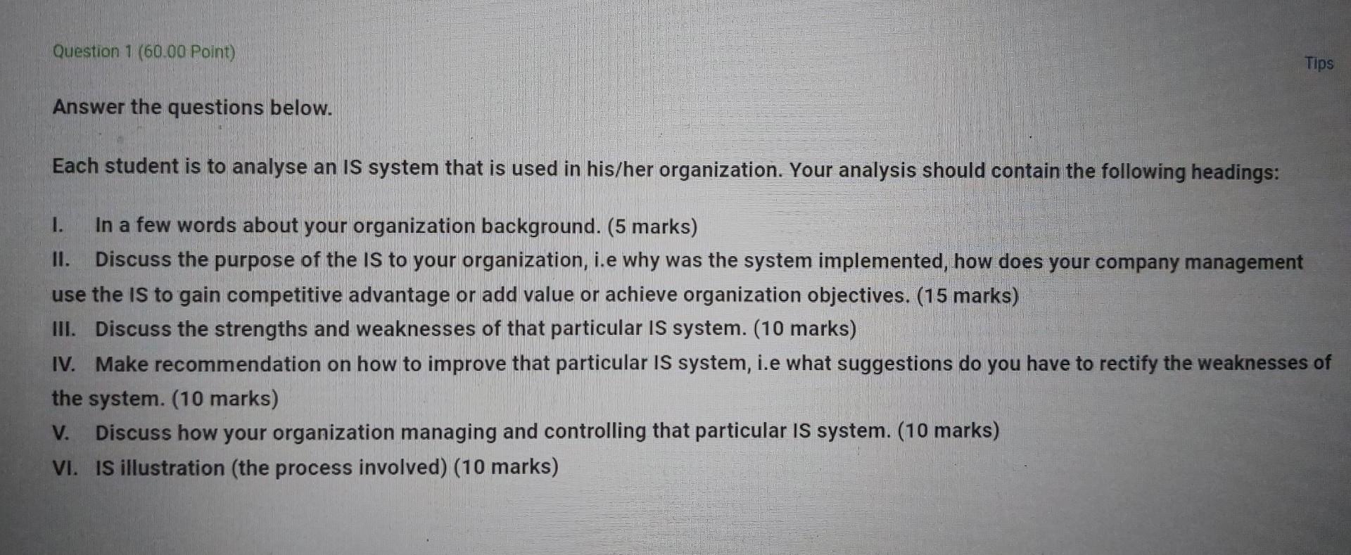  Question 1(60.00 Point) Answer the questions below. Each student is to