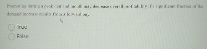  Promoting during a peak demand month may decrease overall profitability if
