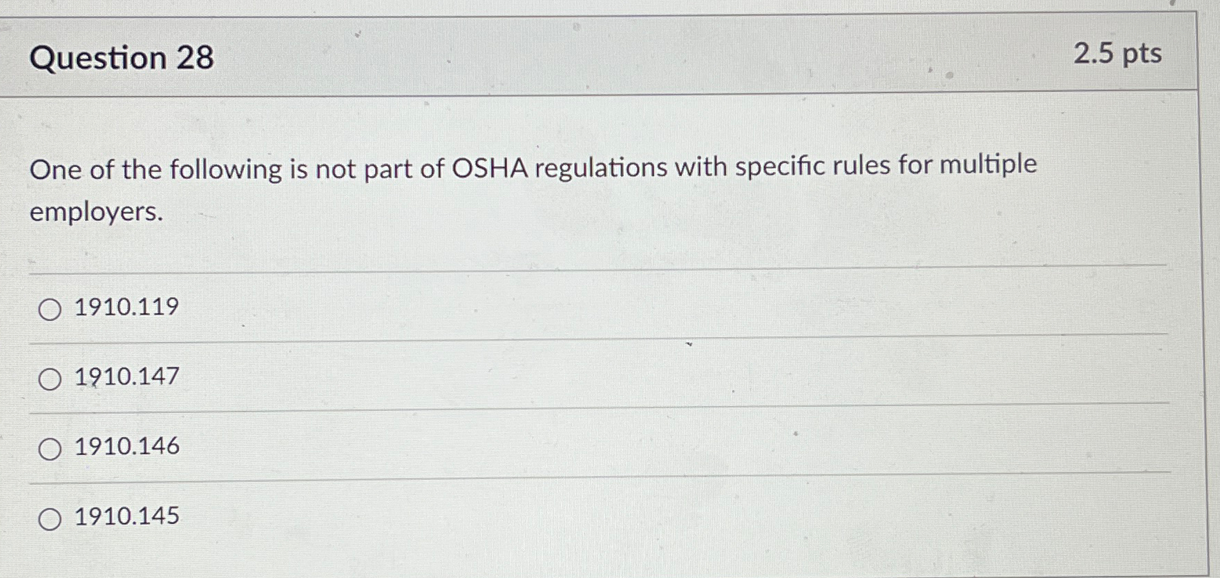  Question 28 2.5pts One of the following is not part of