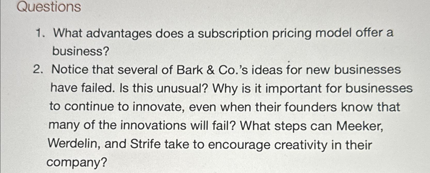  Questions What advantages does a subscription pricing model offer a business?