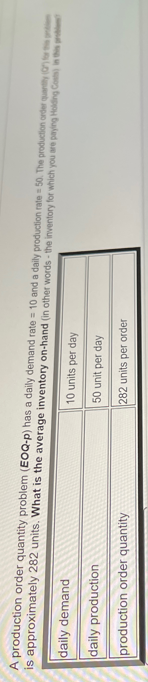  is approximately 282 units. What is the average inventory on-hand (in