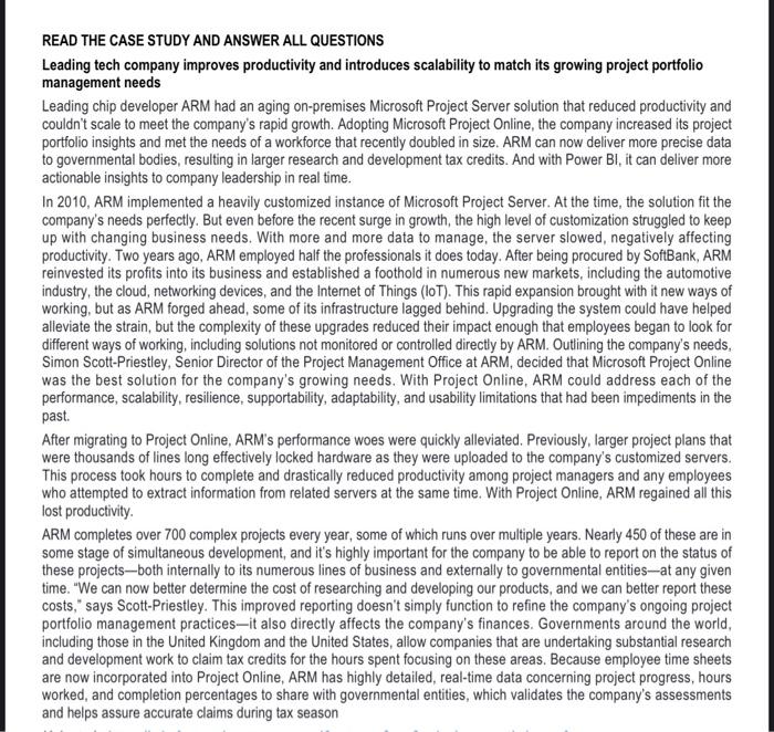  READ THE CASE STUDY AND ANSWER ALL QUESTIONS Leading tech company