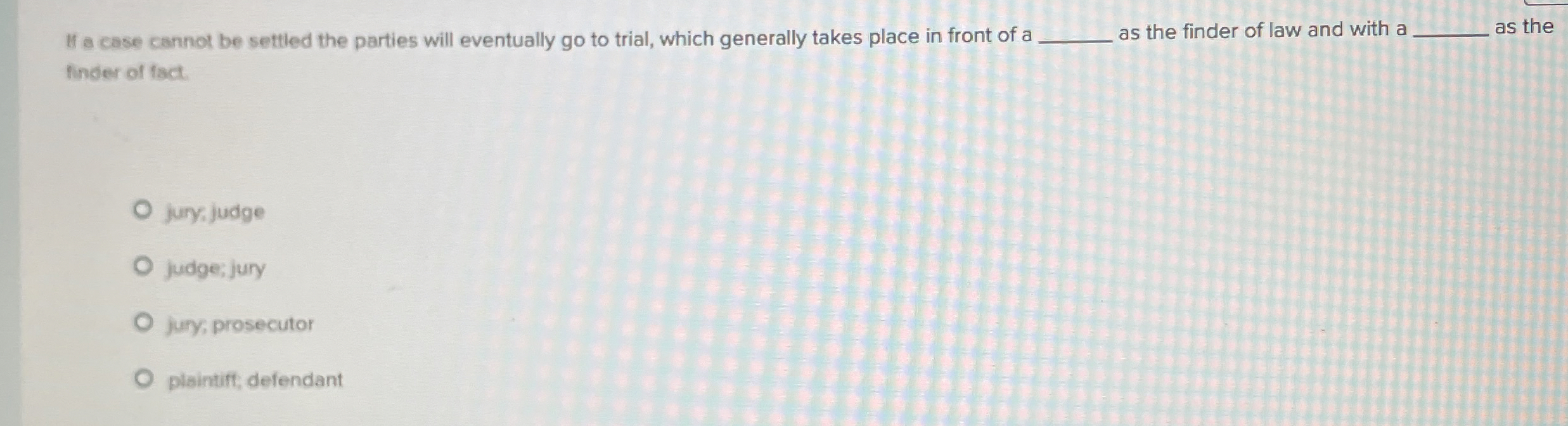  If a case cannot be settled the parties will eventually go