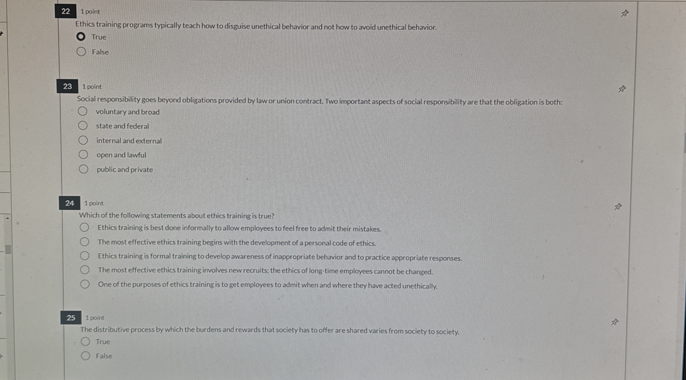  22 1 point Ethics training programs typically teach how to disguise