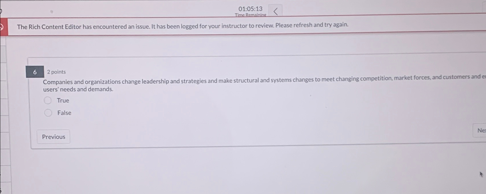  01:05:13 Time Remainine The Rich Content Editor has encountered an issue.