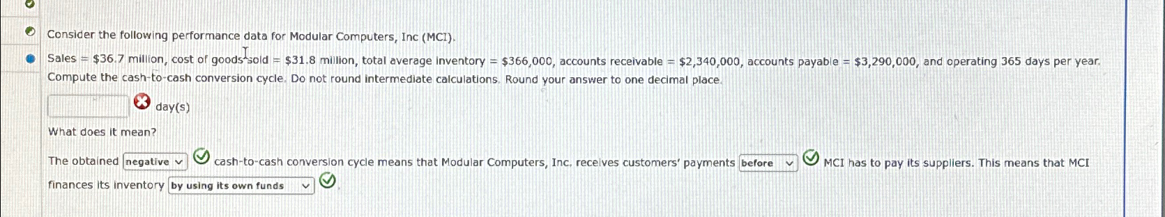  Consider the following performance data for Modular Computers, Inc (MCI). Sales