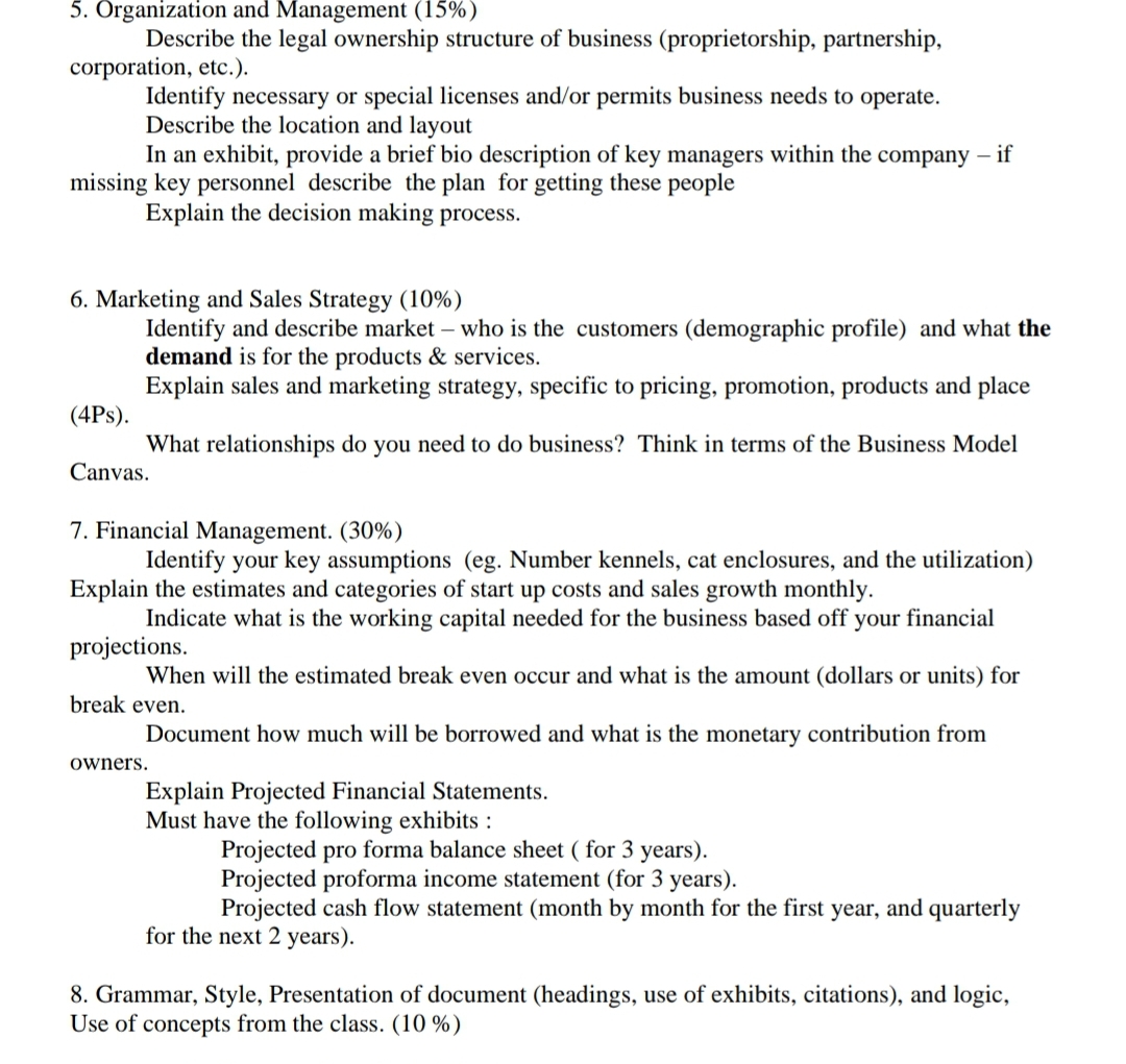  5. Organization and Management (15\%) Describe the legal ownership structure of