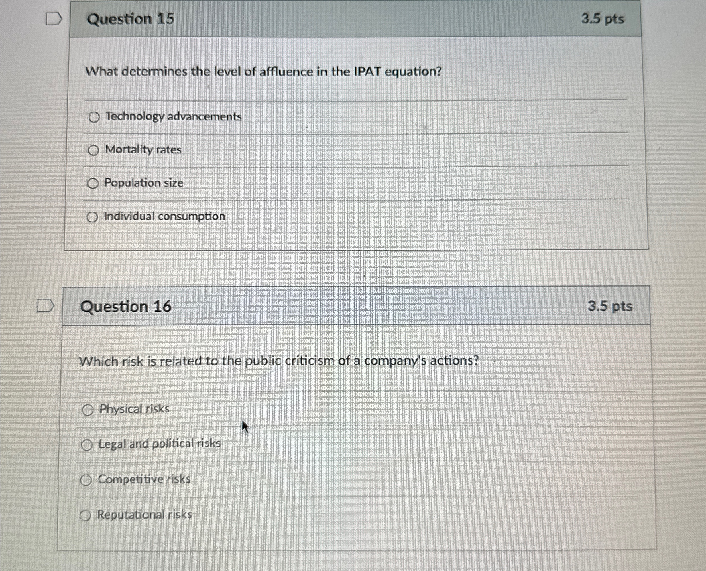  Question 15 3.5pts What determines the level of affluence in the