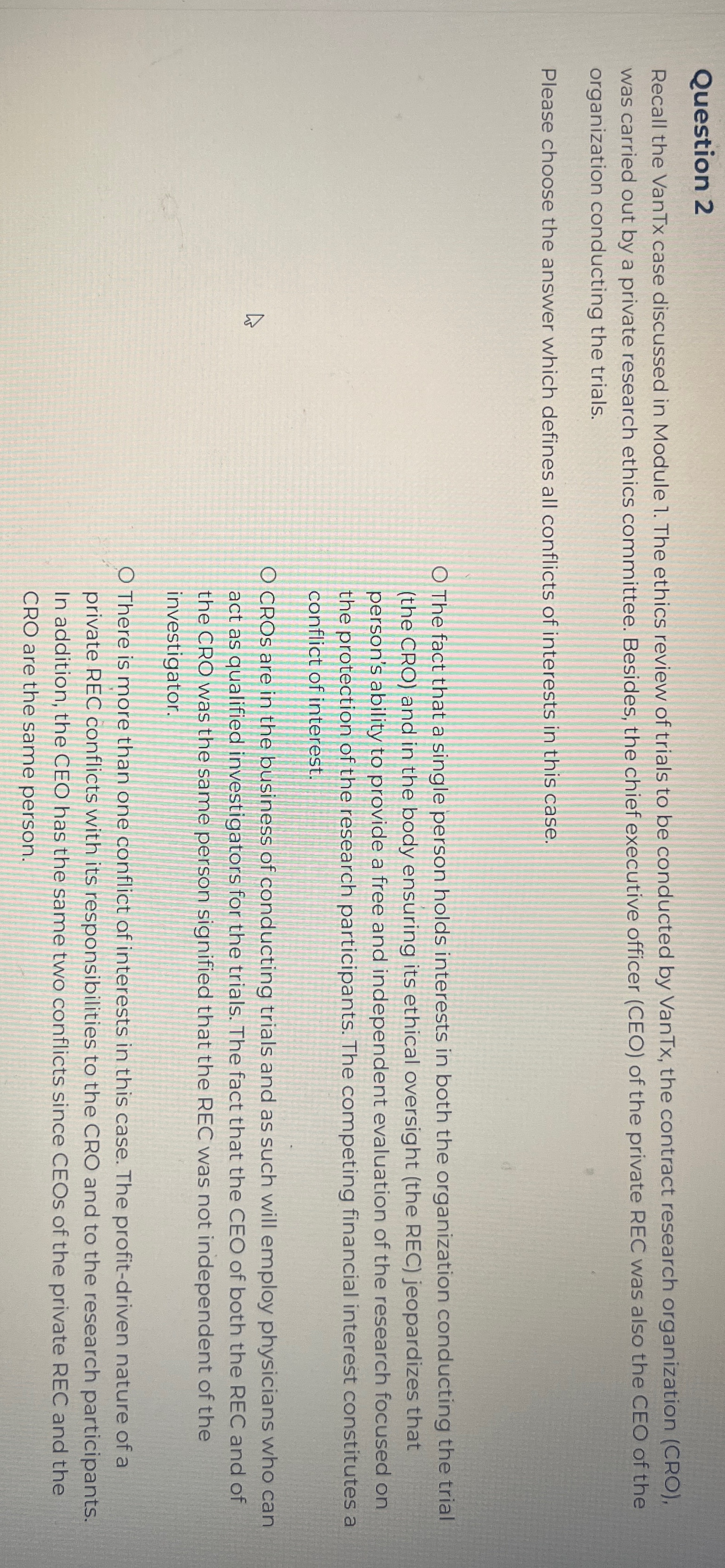  Question 2 Recall the VanTx case discussed in Module 1. The