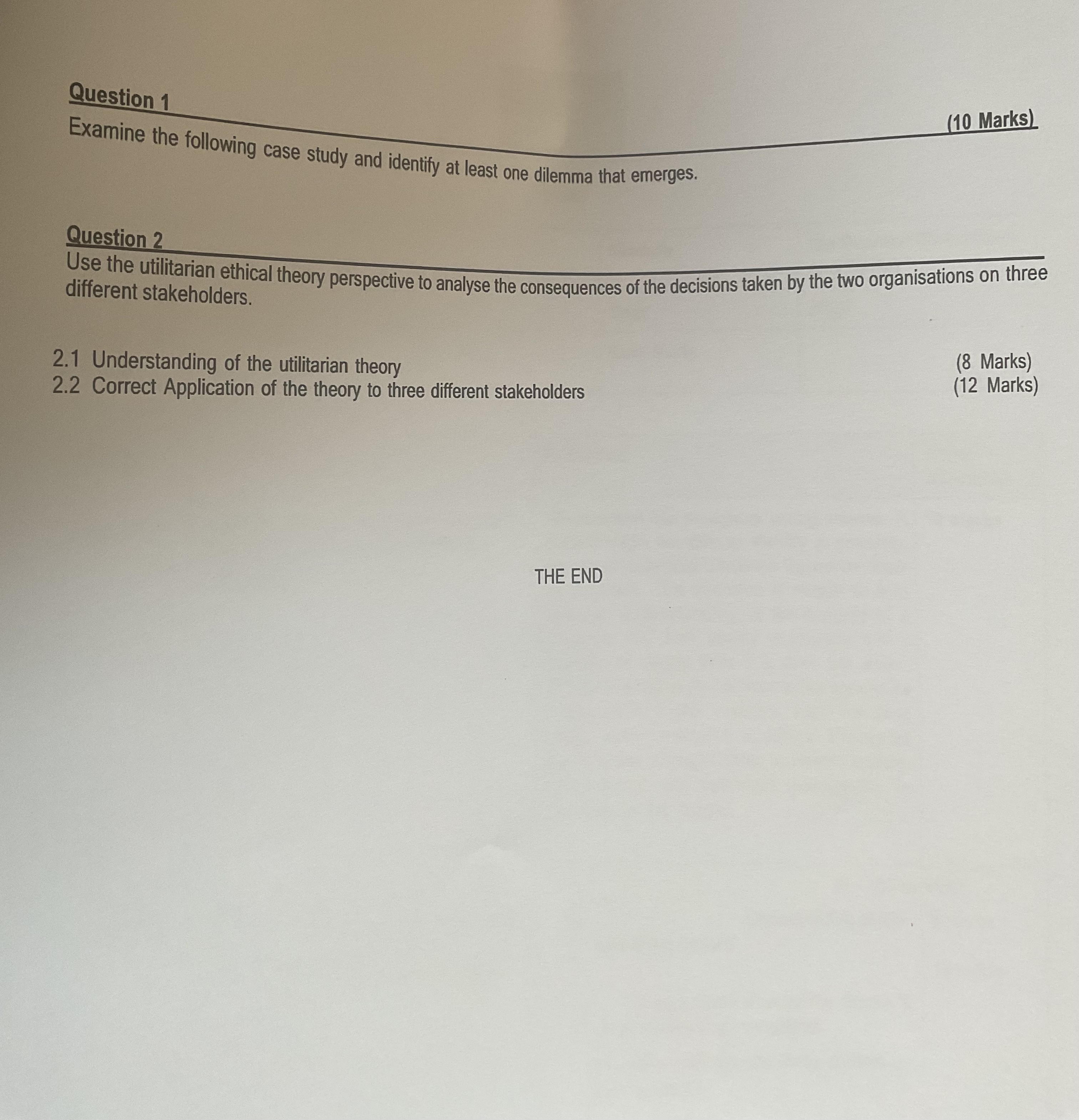  Question 1 Examine the following case study and identify at least