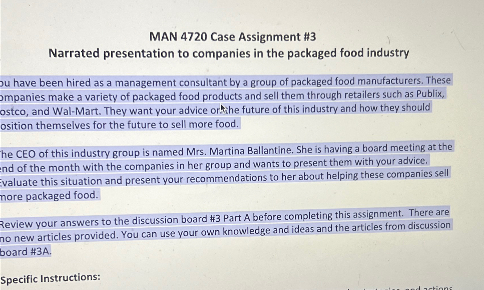  MAN 4720 Case Assignment #3 Narrated presentation to companies in the