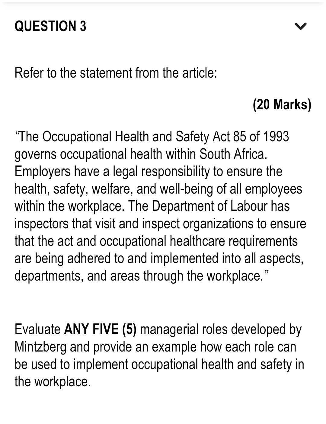  QUESTION 3 Refer to the statement from the article: (20 Marks)