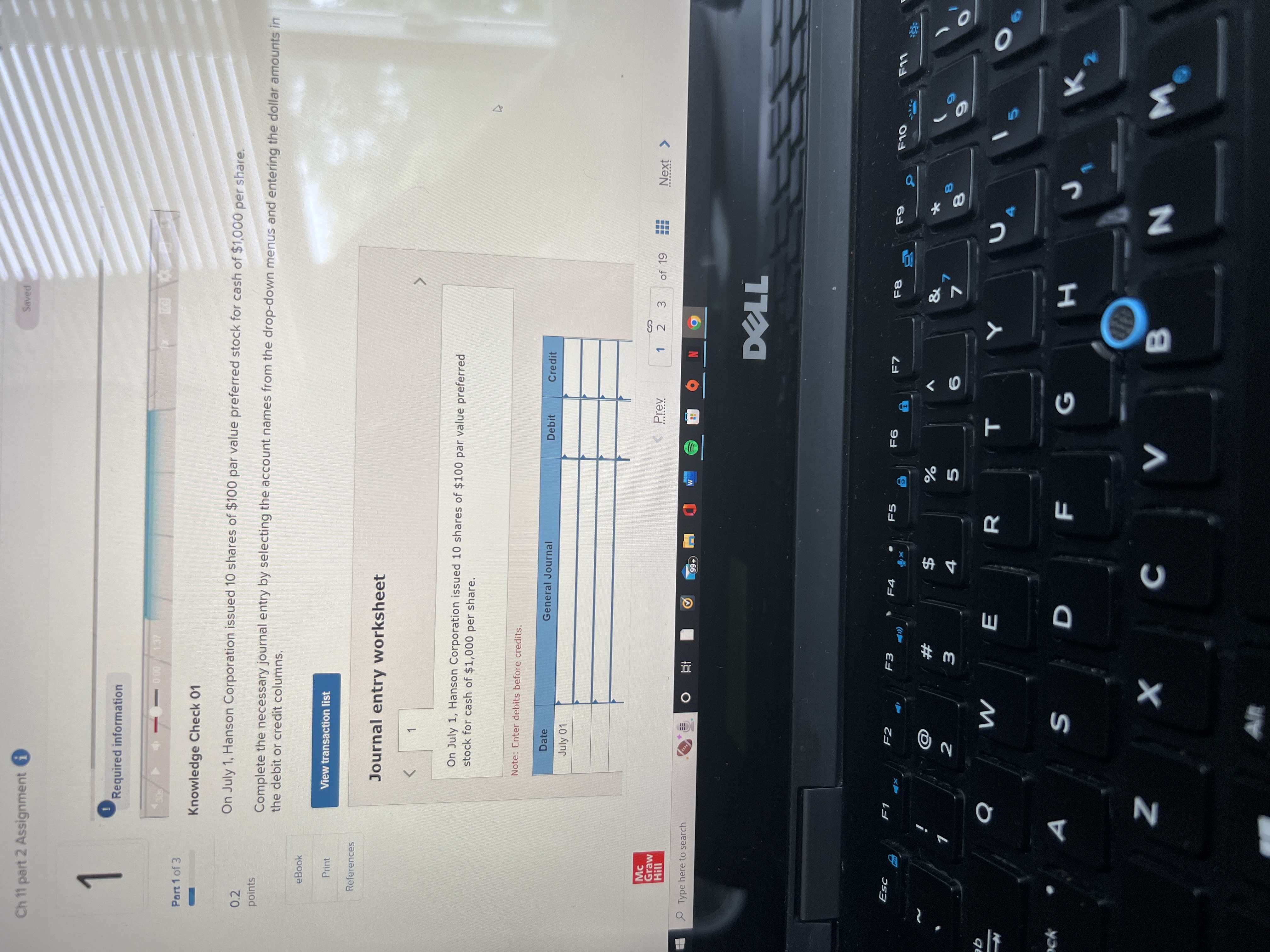 Ch 11 part 2 Assignment i Saved Required information Part 1
