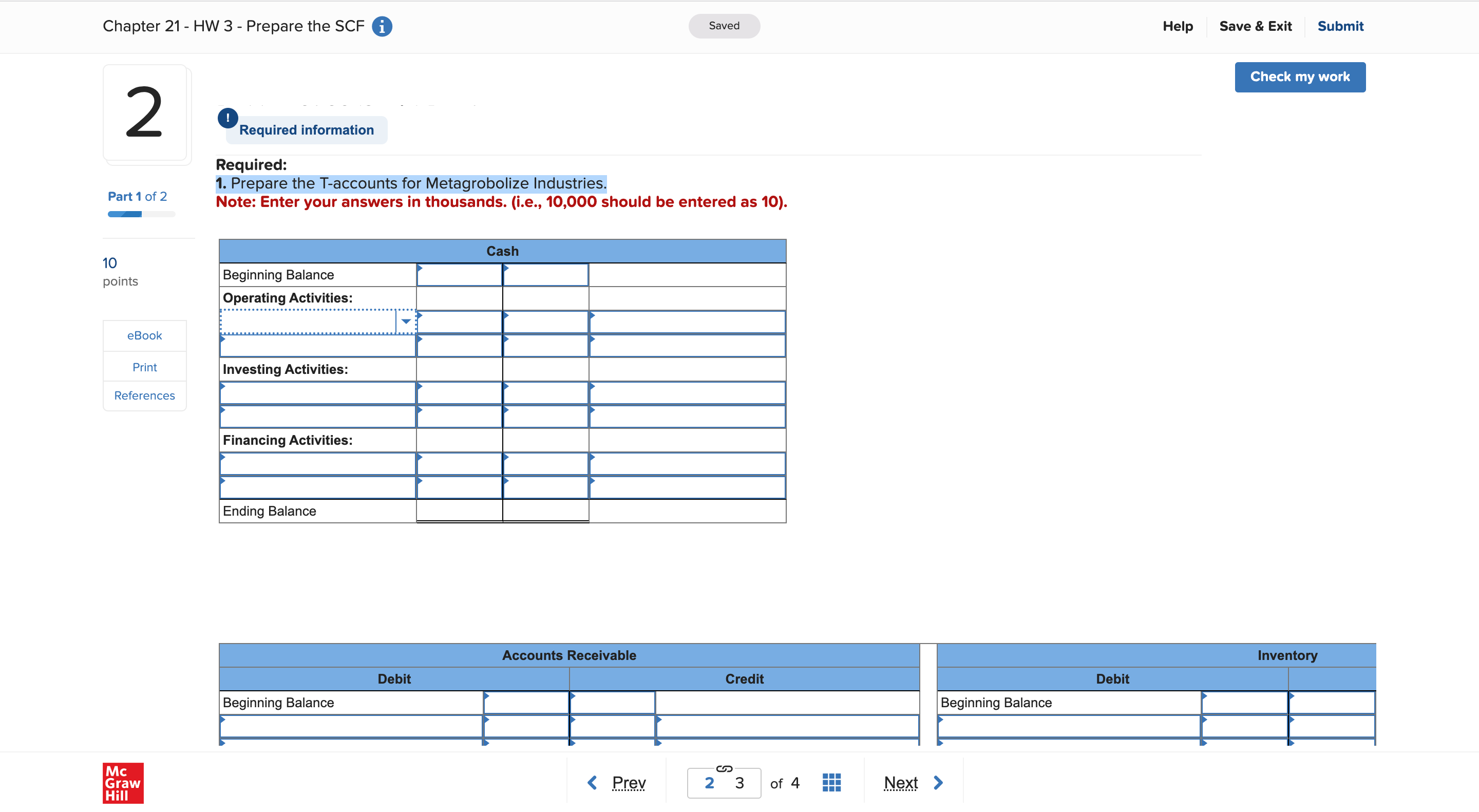 flows; T-account method [LO21-3, 21-8] Saved [7' he following information applies to