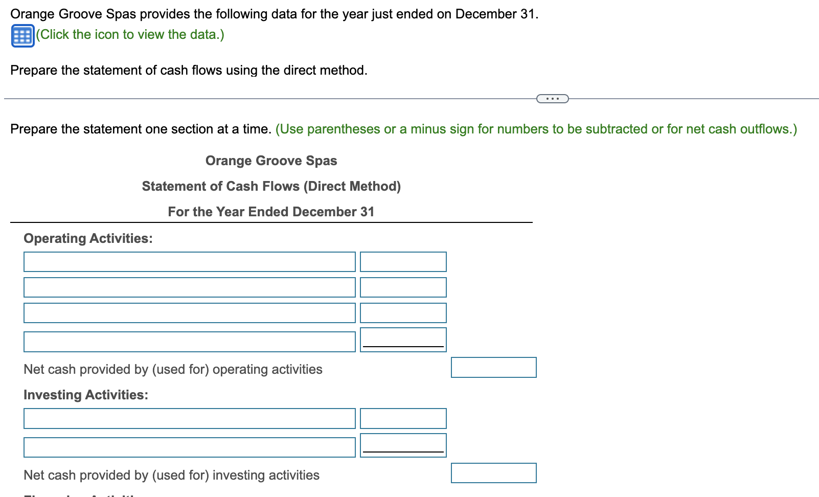 Purchase of equipment with cash .......... Purchase of treasury stock ................ Gain