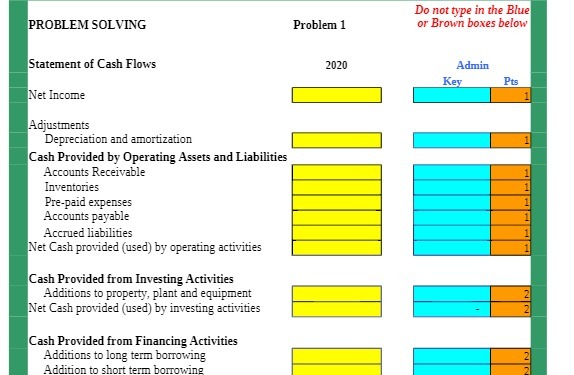  Do not type in the Blue PROBLEM SOLVING Problem 1 or