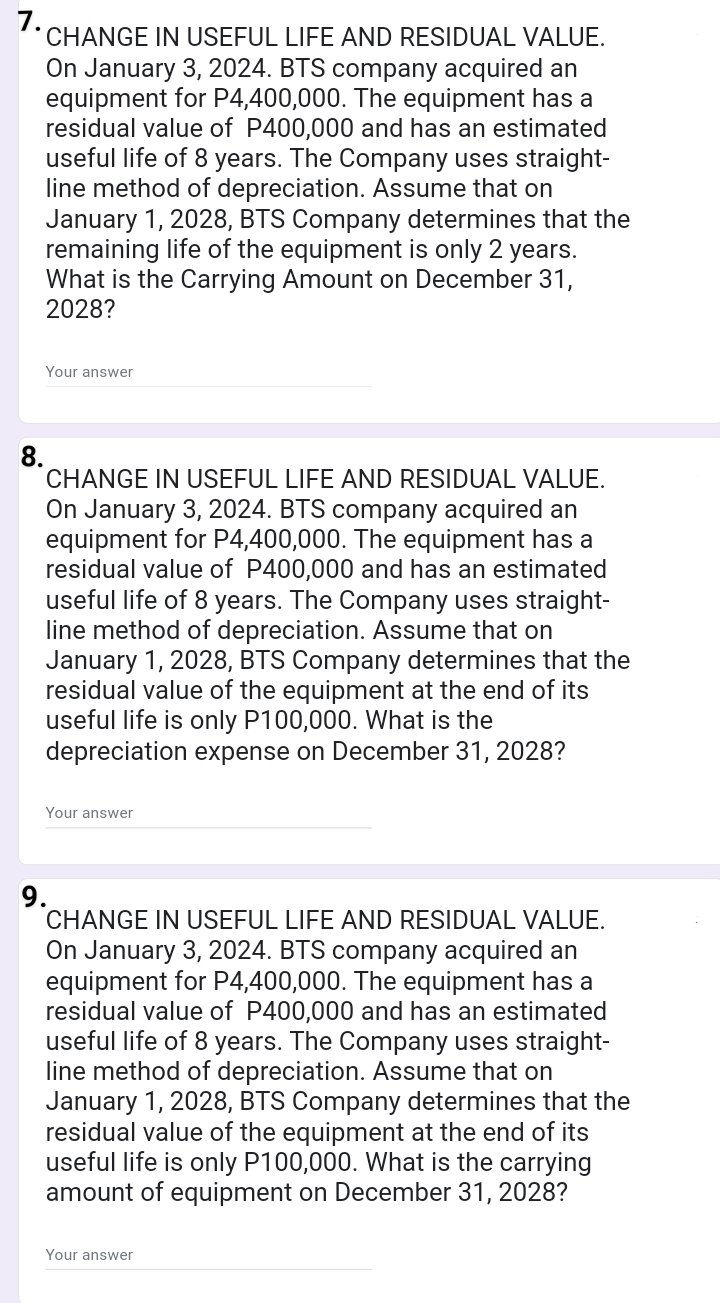 It has a residual value of P1,000,000 and has an estimated useful