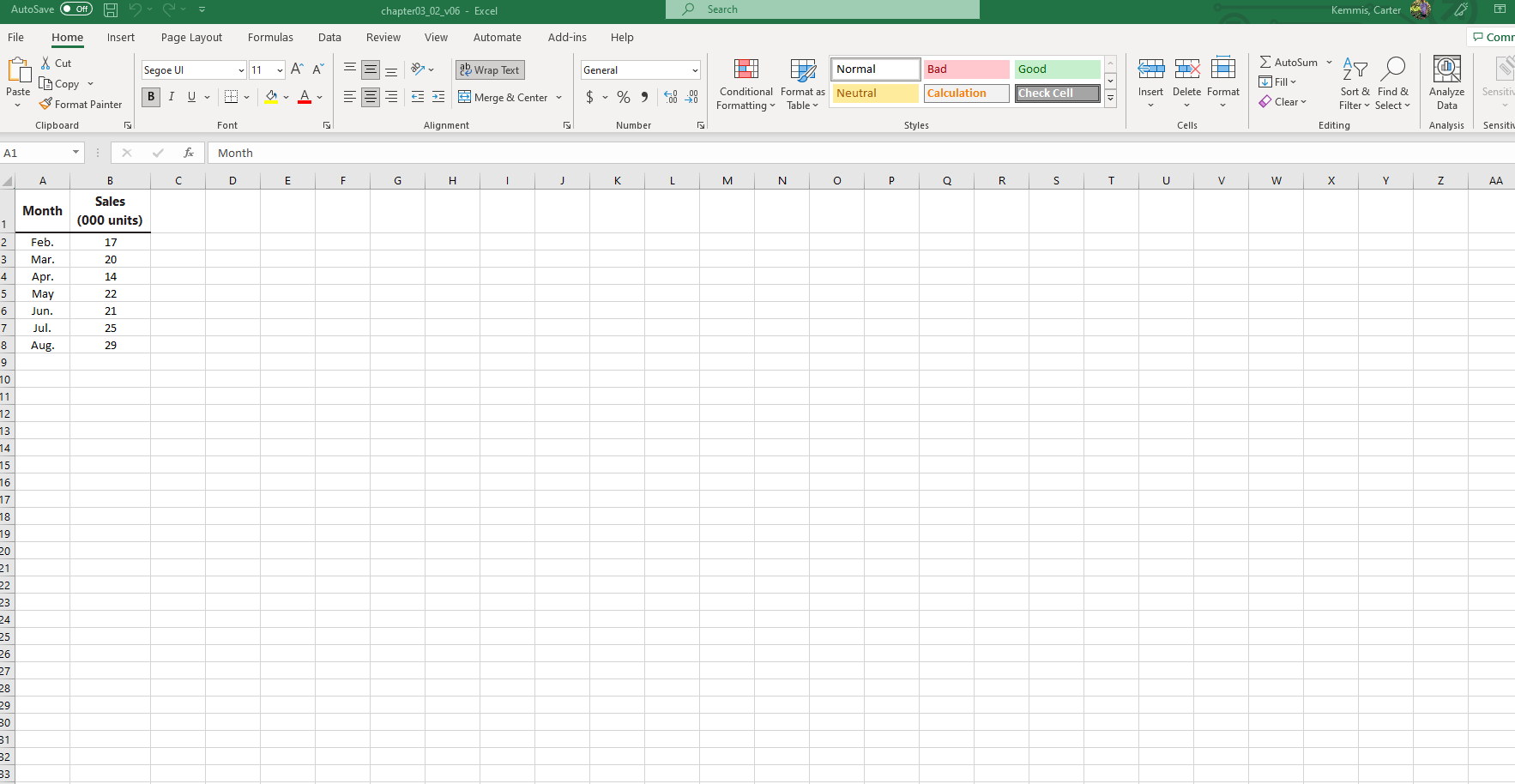  Search Kemmis, Carter AutoSave . Off)[ chapter03_02_v06 - Excel Com File