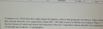  Costanza et al.(2016) describes eight criteria for adaptive cultures that group