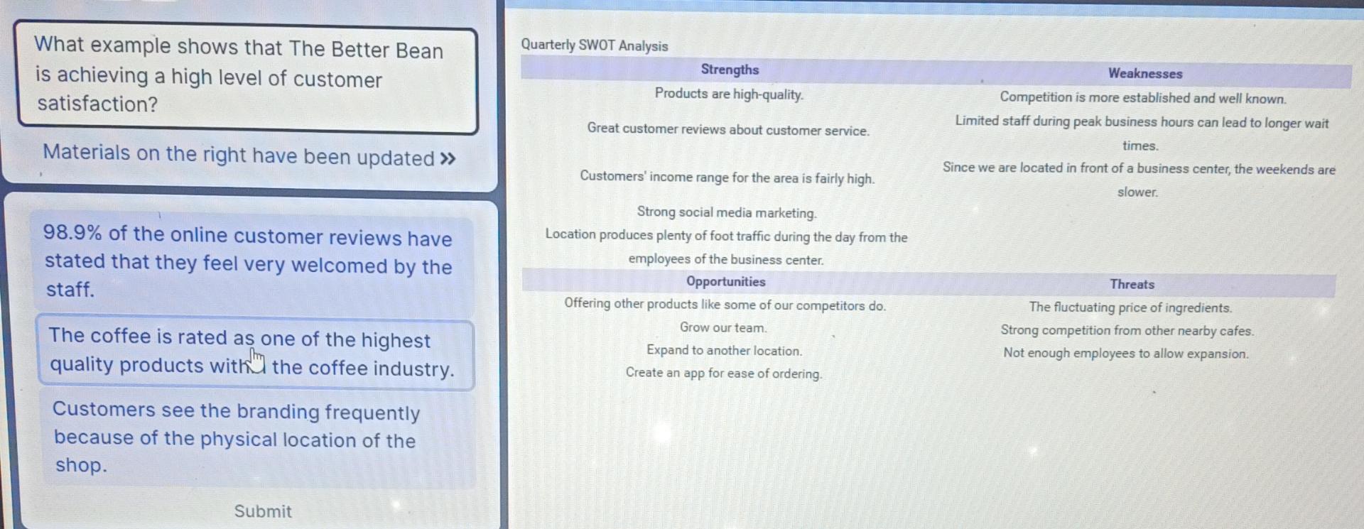  What example shows that The Better Bean is achieving a high