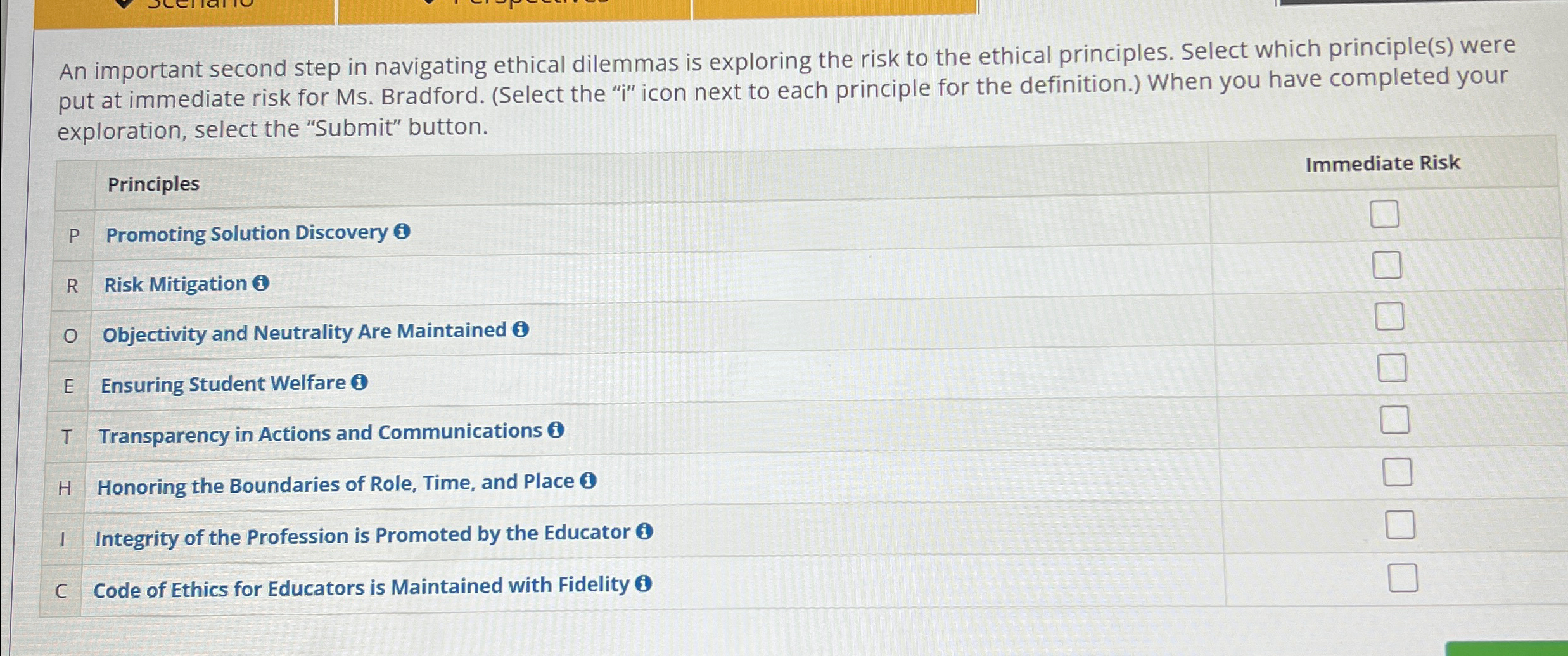 An important second step in navigating ethical dilemmas is exploring the