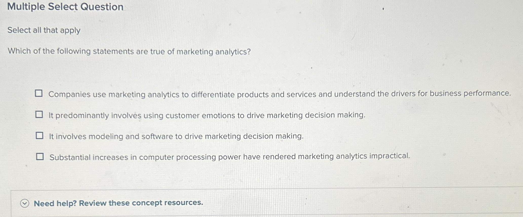  Multiple Select Question Select all that apply Which of the following