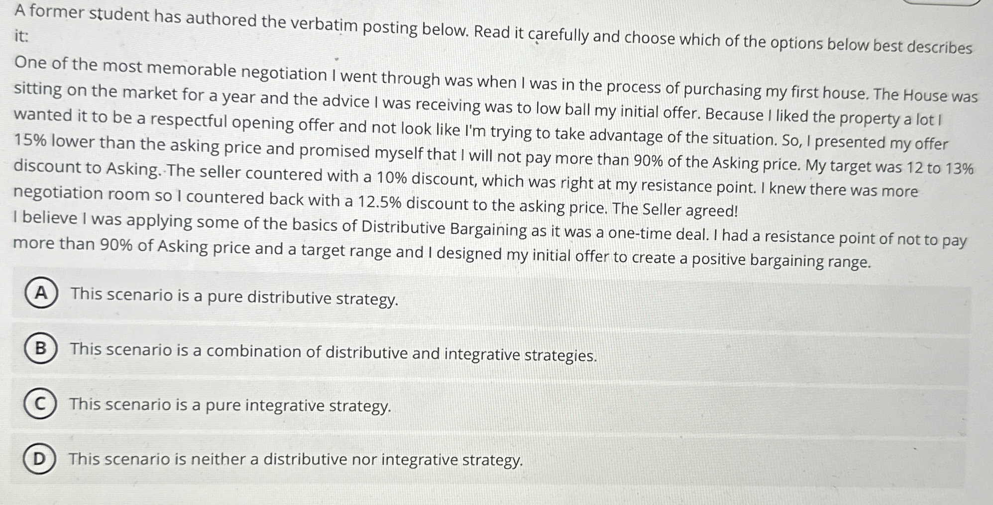  A former student has authored the verbatim posting below. Read it