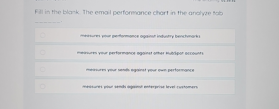  Fill in the blank. The email performance chart in the analyze