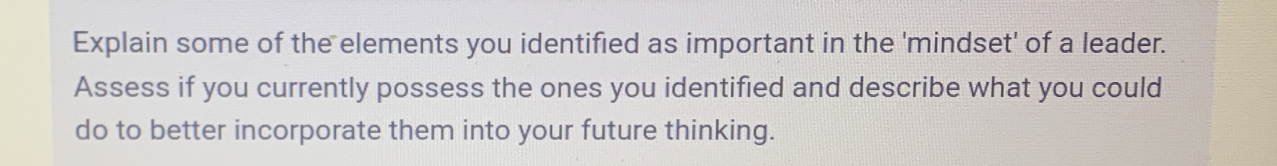  Explain some of the elements you identified as important in the