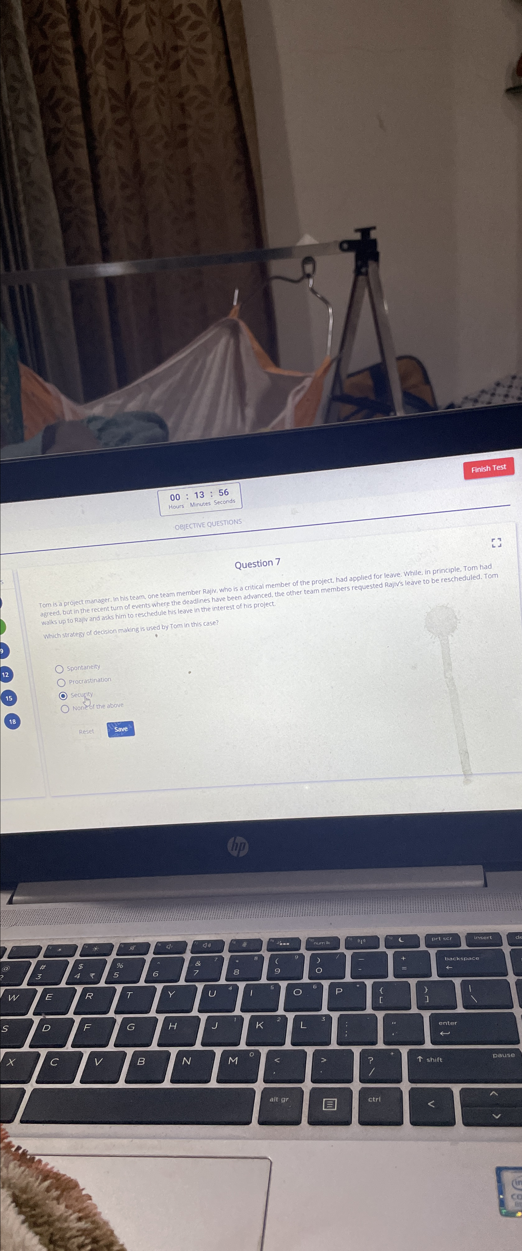  00:13:56 Finish Test Question 7 who is a critical member of