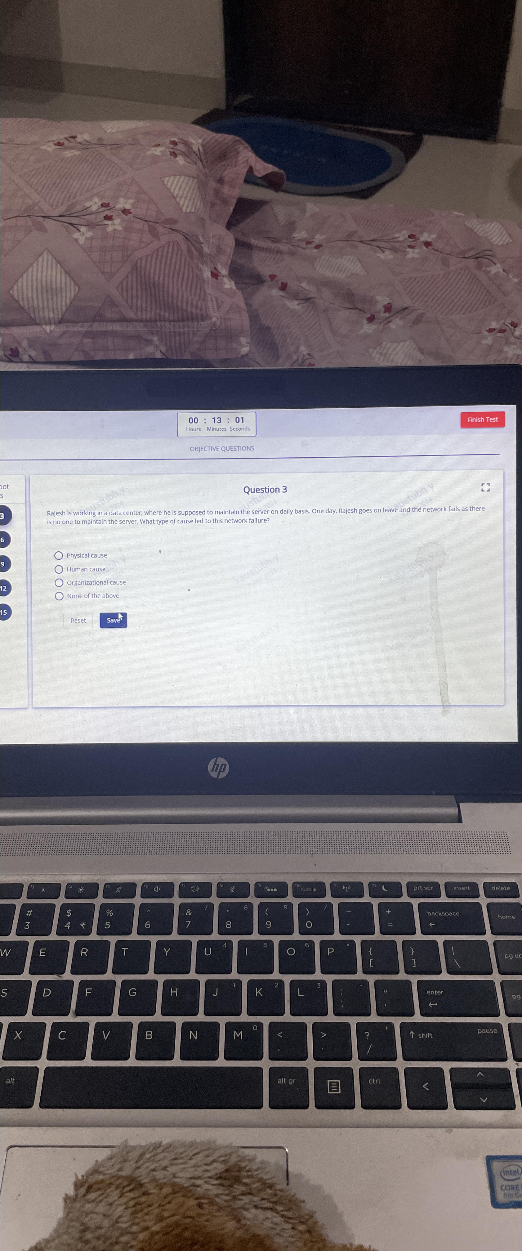  00:13:01 Finish Test OBJECTIVE QUESTIONS Question 3 Rajesh is working in