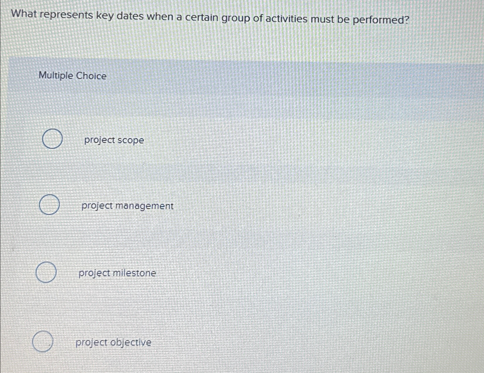  What represents key dates when a certain group of activities must