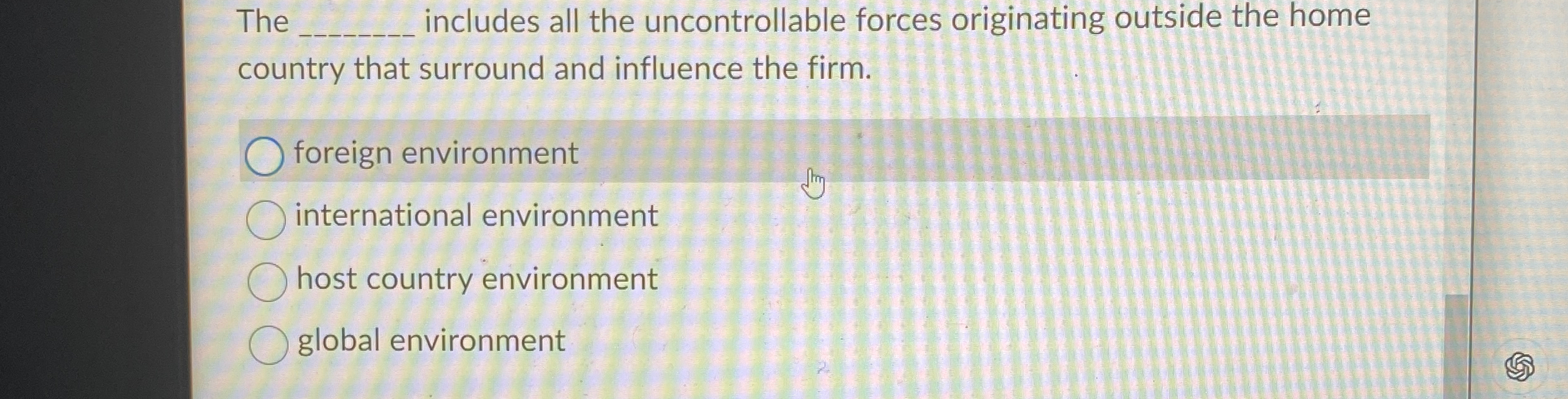  The q, includes all the uncontrollable forces originating outside the home