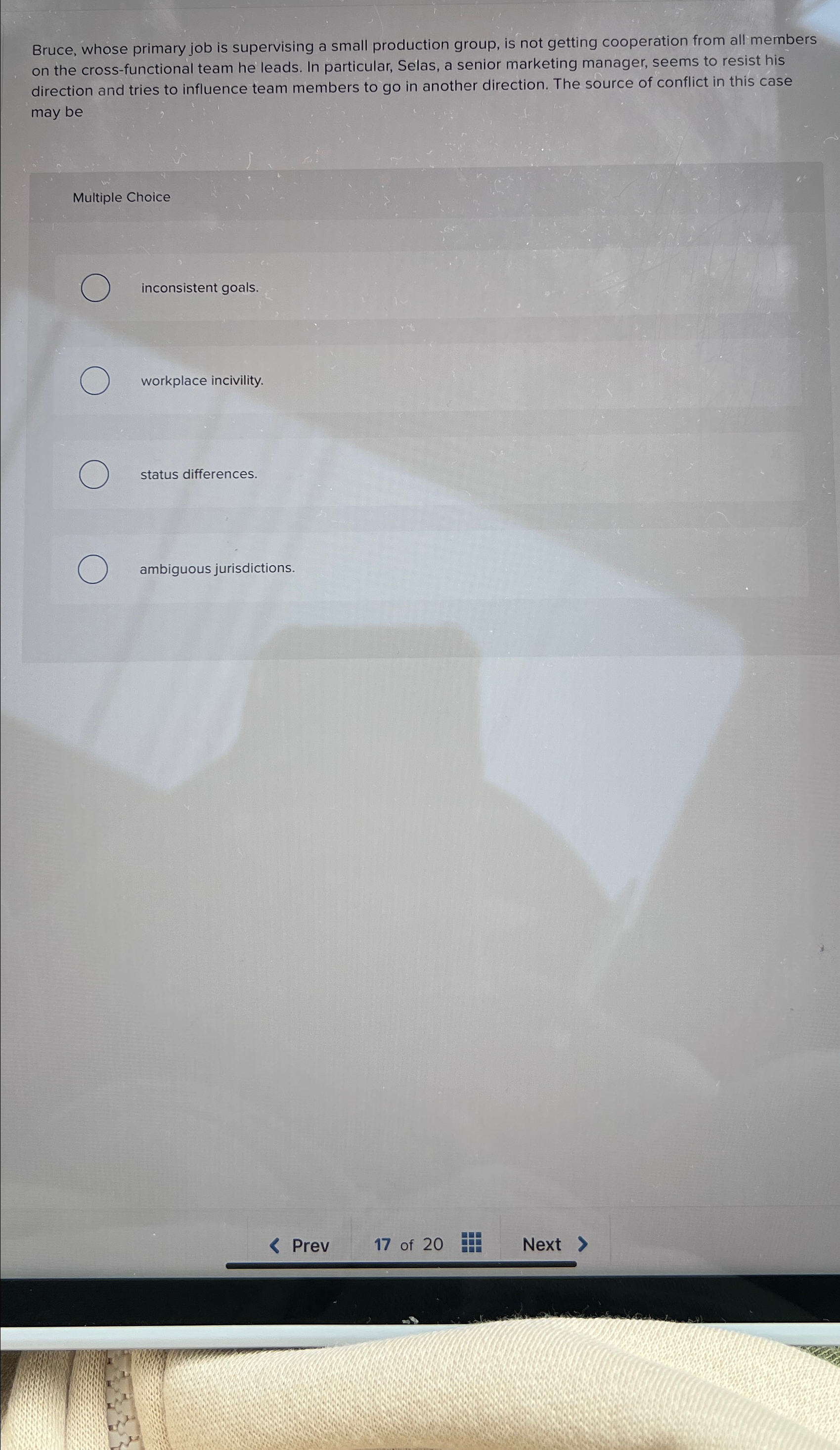  Bruce, whose primary job is supervising a small production group, is