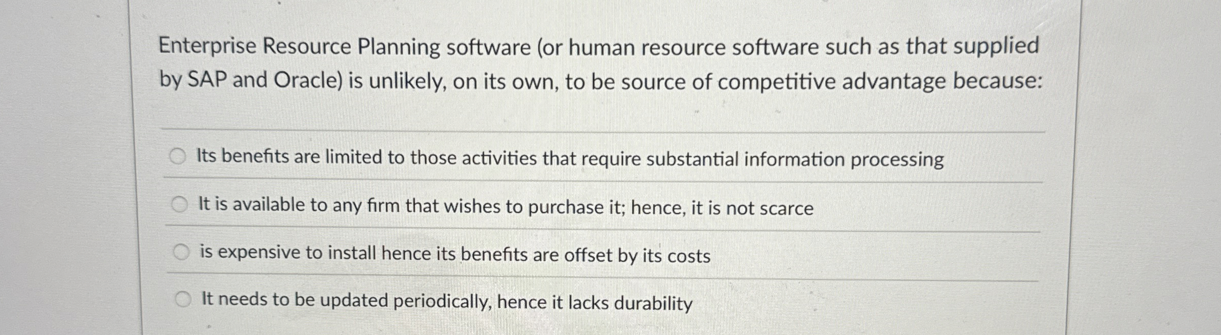  Enterprise Resource Planning software (or human resource software such as that