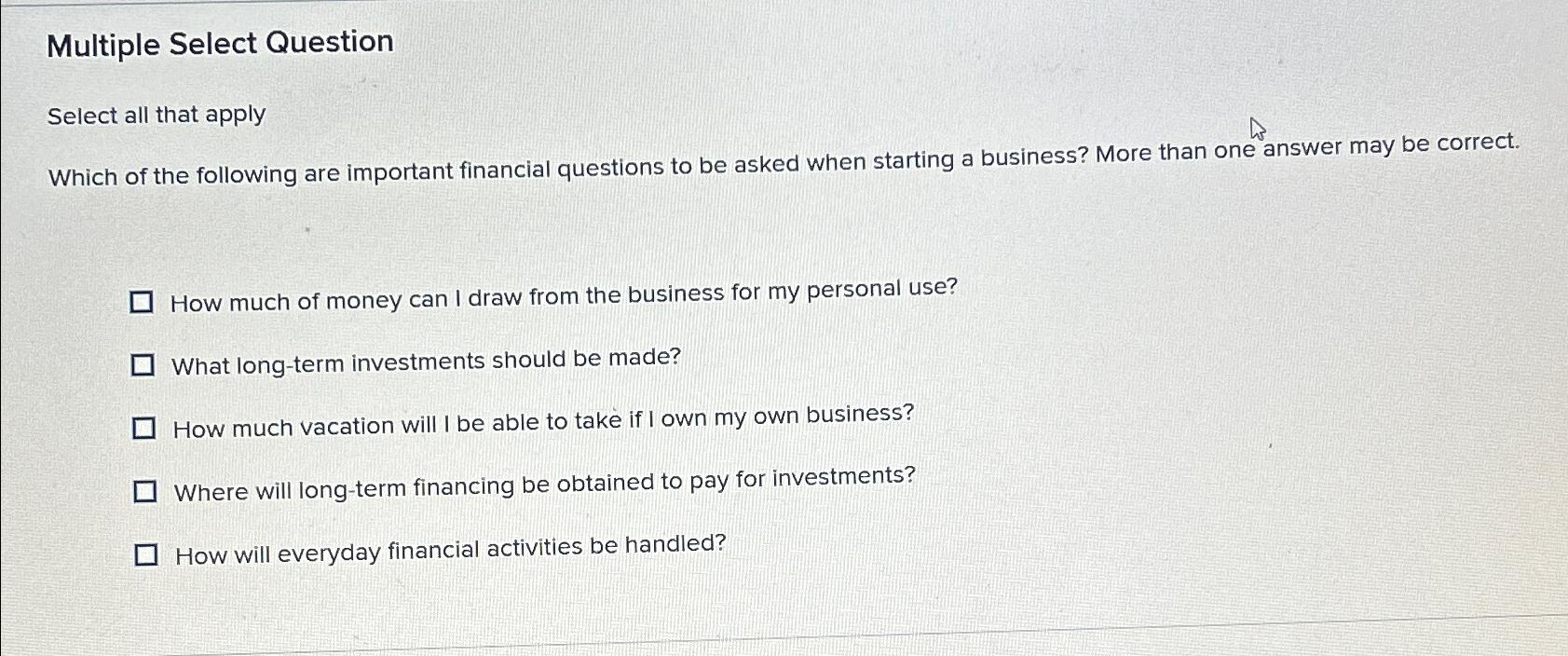  Multiple Select Question Select all that apply Which of the following