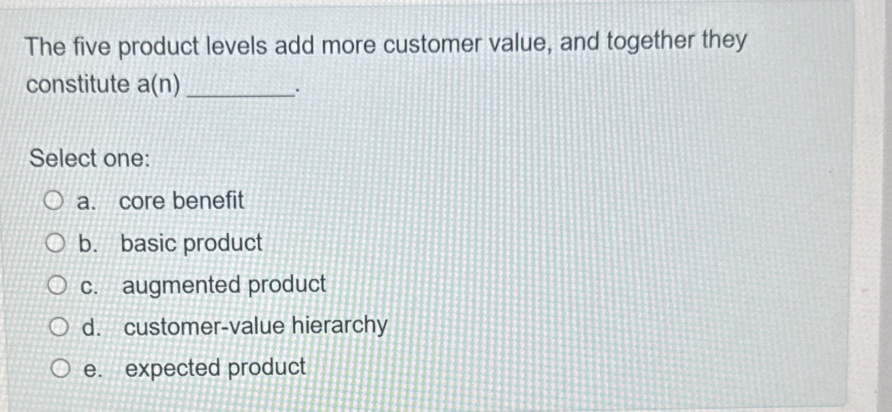  The five product levels add more customer value, and together they