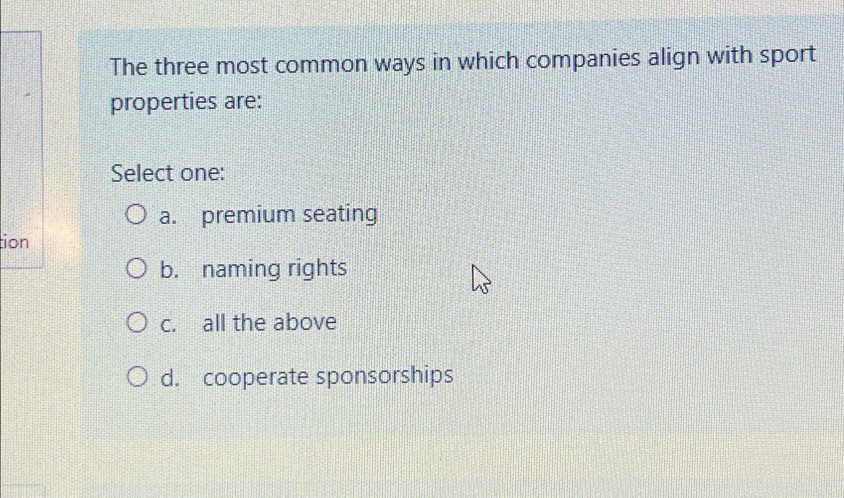  The three most common ways in which companies align with sport