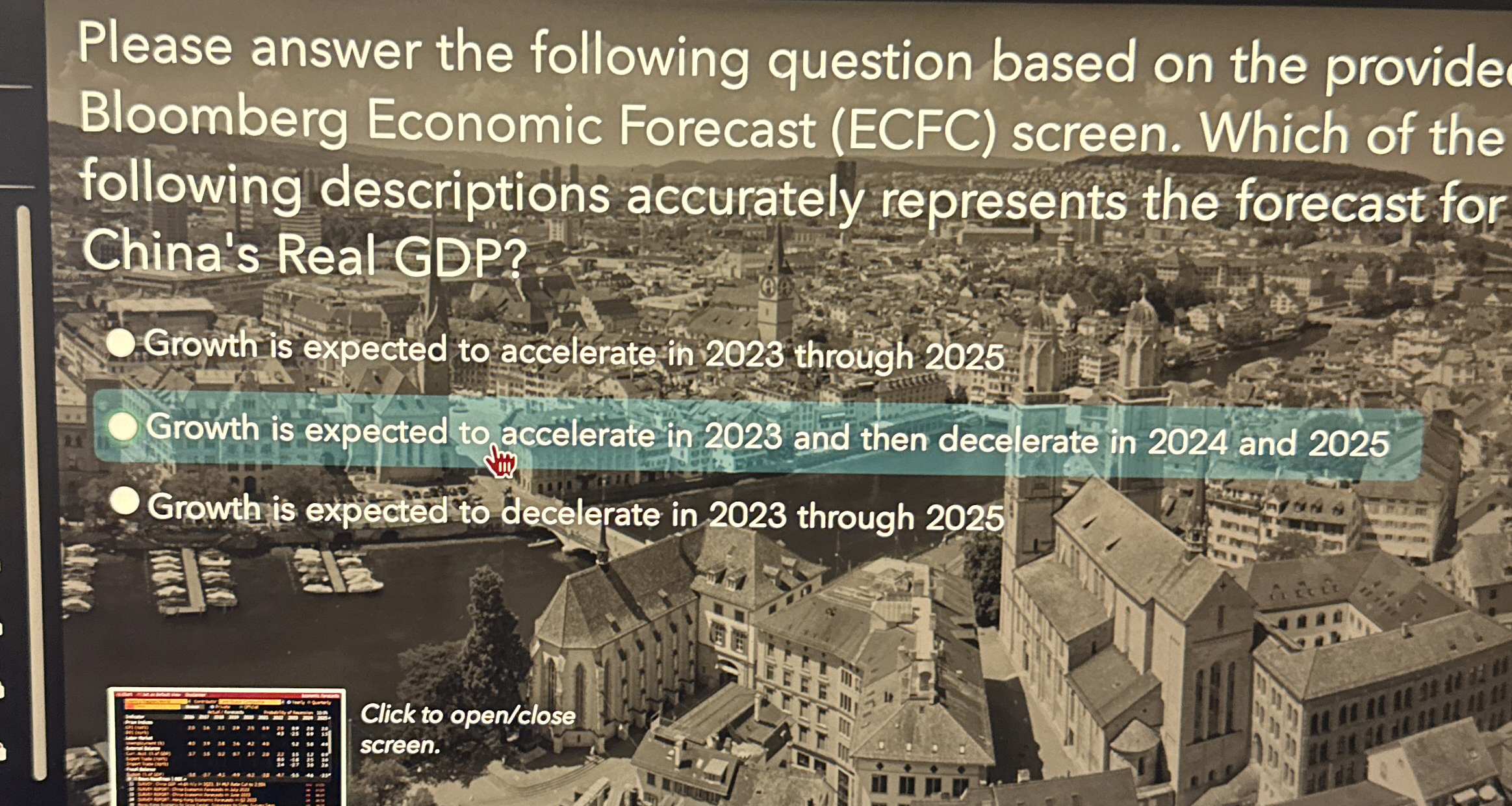  Please answer the following question based on the provide Bloomberg Economic