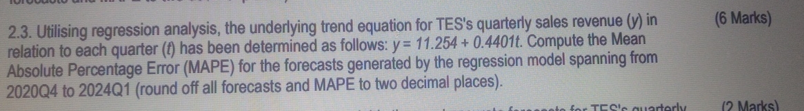  Answer ALL questions in this section. Based on the information provided