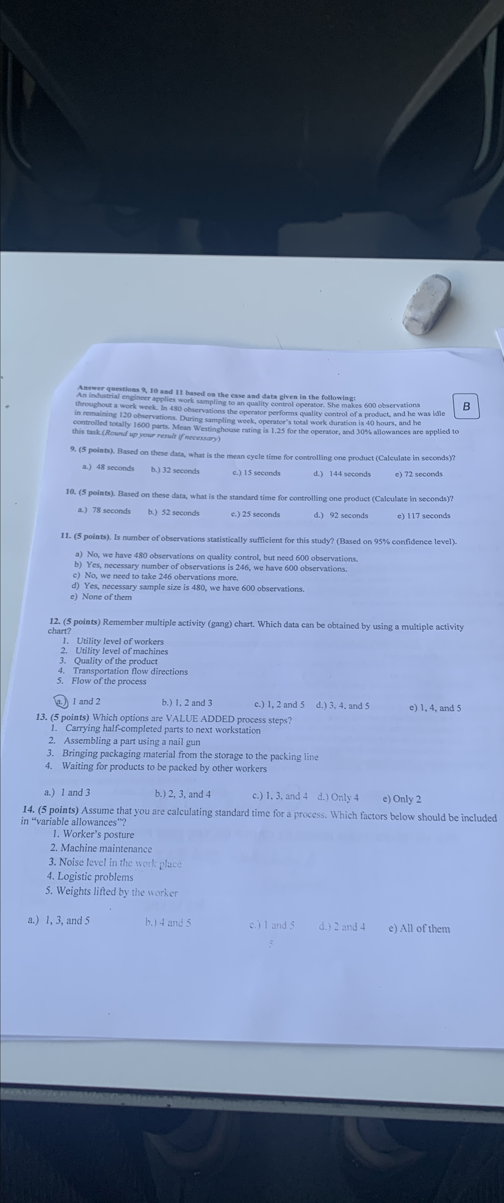  Answer questions 9,10 and 11 based on the case and data