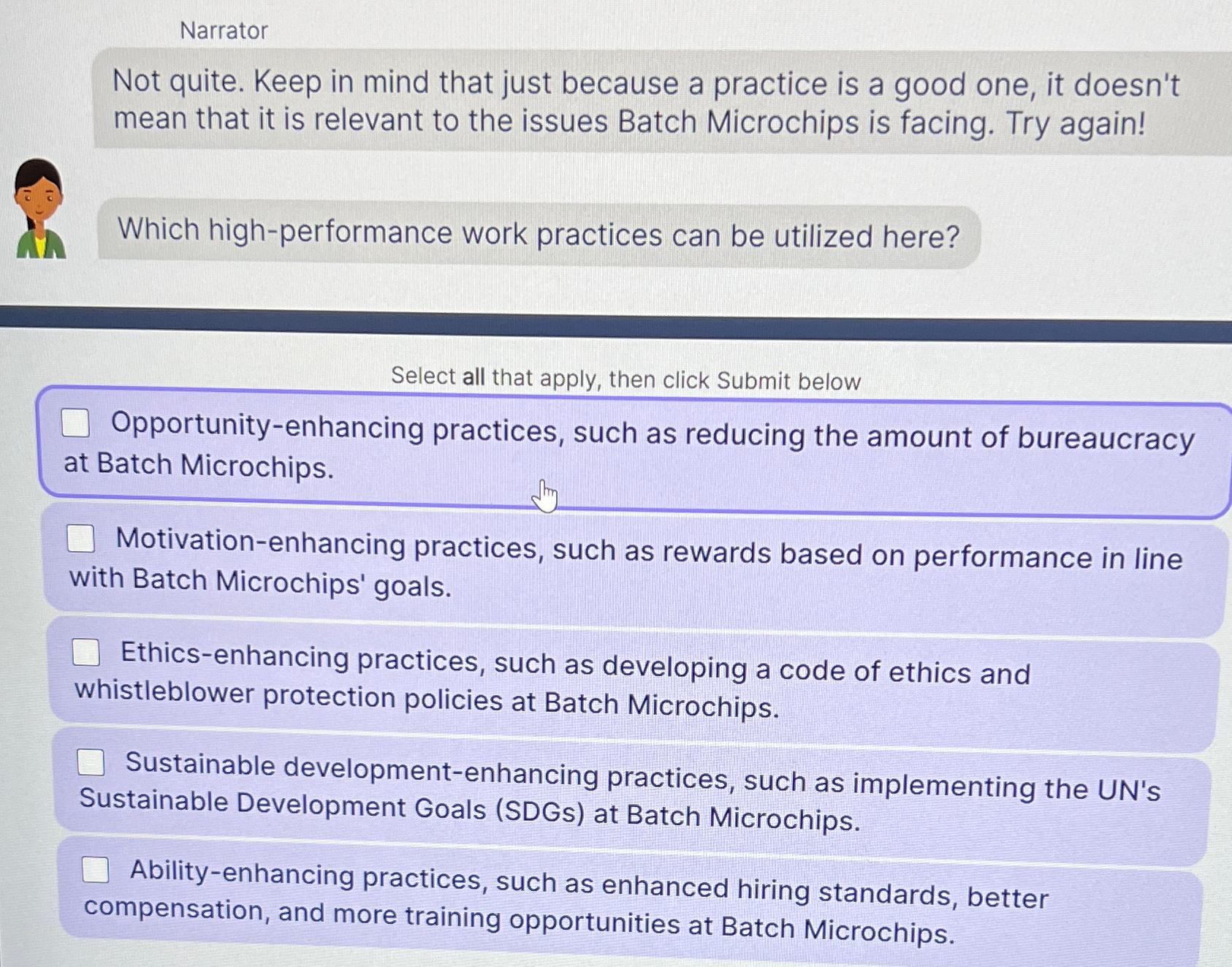  Narrator Not quite. Keep in mind that just because a practice