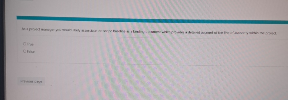  As a project manager you would likely assosciate the scope baseline