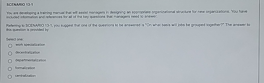  SCENARIO 13-1 You are developing a training manual that will assist