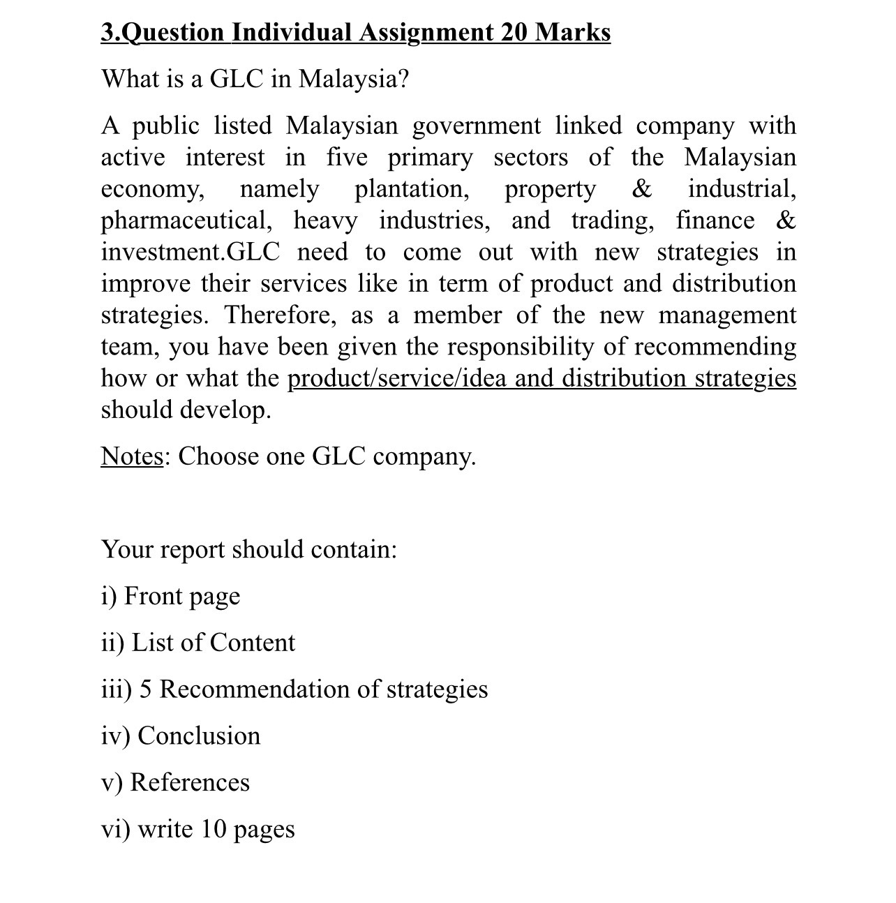  3.Question Individual Assignment 20 Marks What is a GLC in Malaysia?