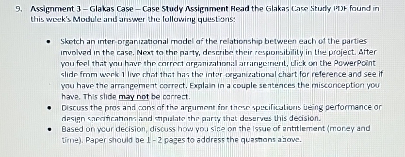  Assignment 3- Glakas Case - Case Study Assignment Read the Glakas