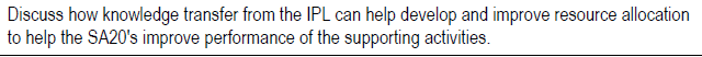 Discuss how knowledge transfer from the IPL can help develop and